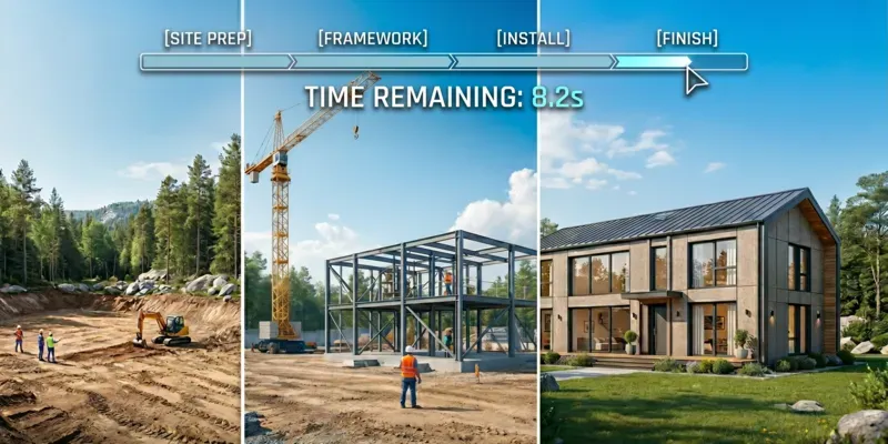 Modular Home Build Timelapse Magic 4K generated by undefined