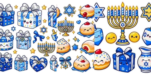 Kawaii Hanukkah Sticker Sheets generated by chatgpt-image