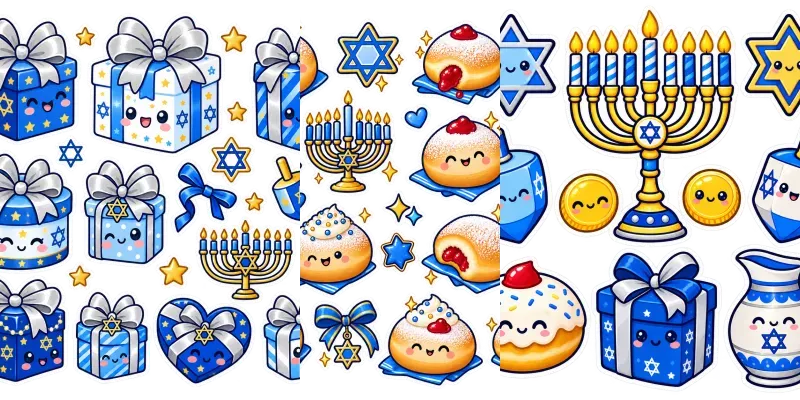 Kawaii Hanukkah Sticker Sheets
