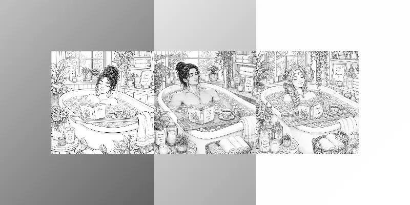 Relaxing Spa Bath Coloring Art Scenes generated by undefined