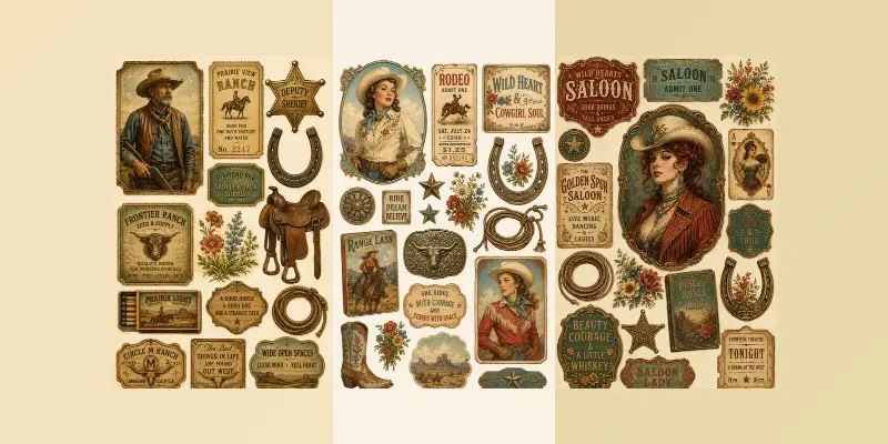 Wild West Vintage Ephemera Kits generated by undefined
