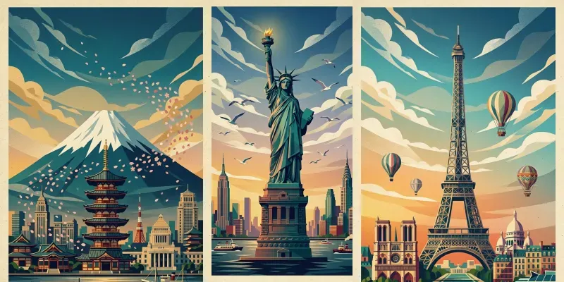 Midcentury Travel Poster Art Assets generated by undefined