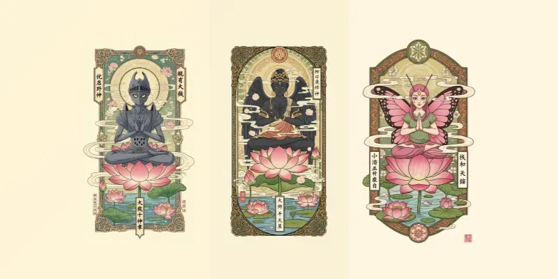 Zen Lotus Spirit Mystical Japanese Art generated by undefined