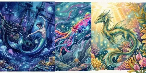 Watercolor Ocean Fantasy Art generated by gemini-image