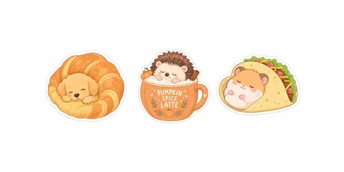 Sleepy Pets Comfort Food Stickers generated by chatgpt-image