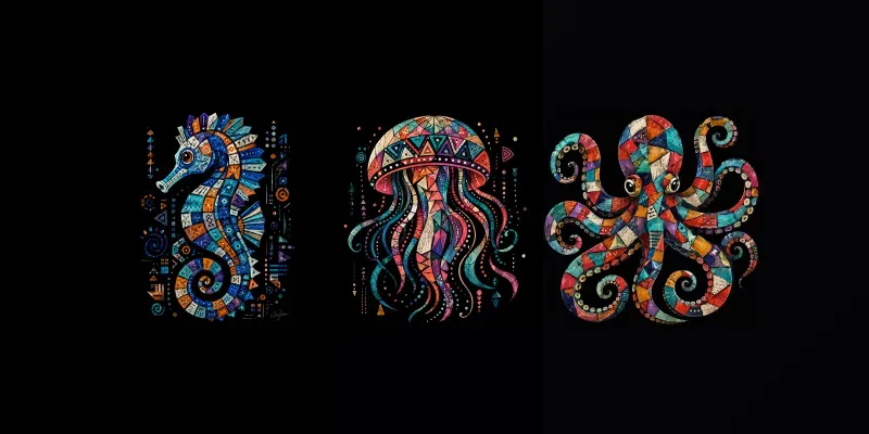 Abstract Mosaic Sea Creatures generated by undefined