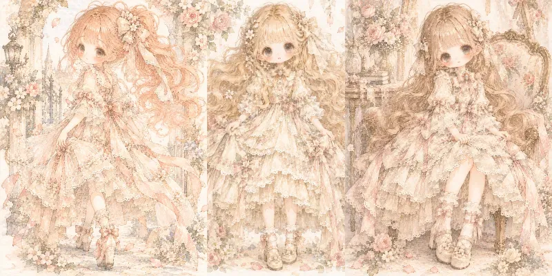 Fairy Tale Doll Watercolor Girls Kawaii