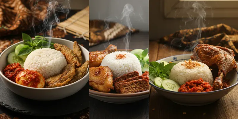 Indonesian Nasi Campur Stock Photos generated by undefined