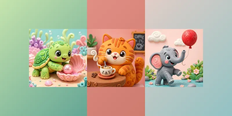 Whimsical 3D Polymer Clay Animals generated by undefined