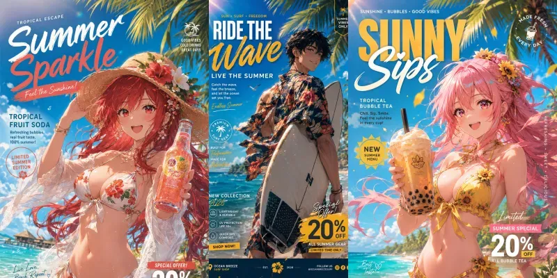 Luxury Anime Beach Poster Generator generated by undefined