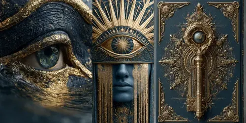 Mythic Navy Gold Book Covers generated by midjourney