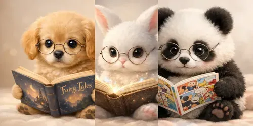 Cute Animals Reading Books generated by chatgpt-image