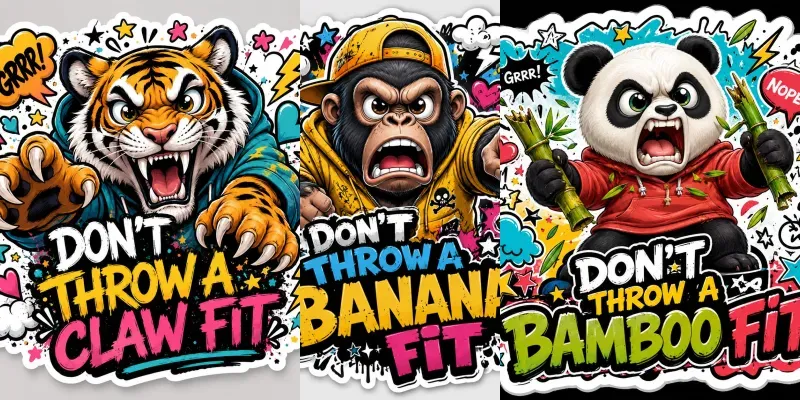 Cute Comic Warning Animal Stickers generated by undefined