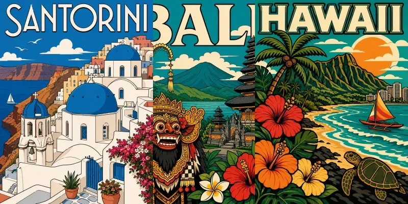 Editorial Vector Travel Posters generated by undefined