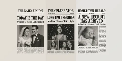 Custom Vintage Newspaper Announcements generated by chatgpt-image