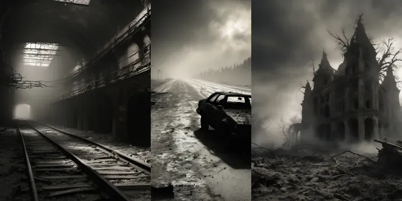 Ashen Apocalypse Dark Fantasy Scenes generated by undefined