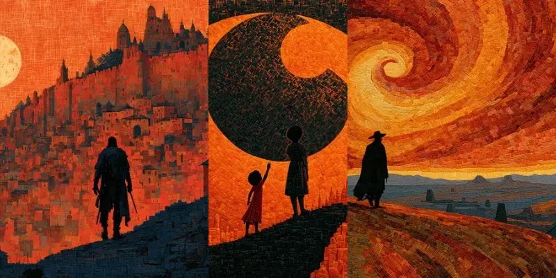 Epic Amber Silhouette Folk Art generated by undefined