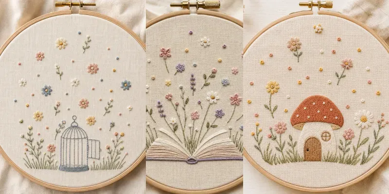 Floral Embroidery Hoop Art Designs generated by undefined
