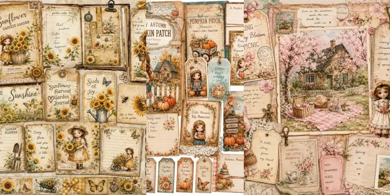 Whimsical Vintage Journal Pages generated by undefined