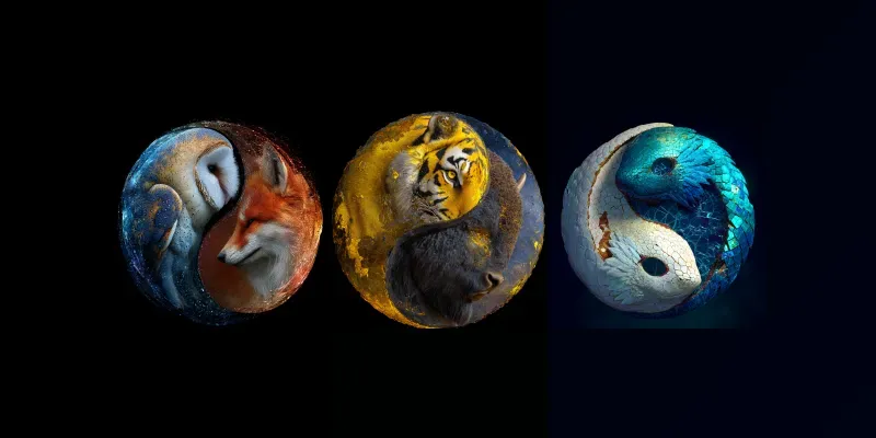 Yin Yang Logos With Animals generated by undefined