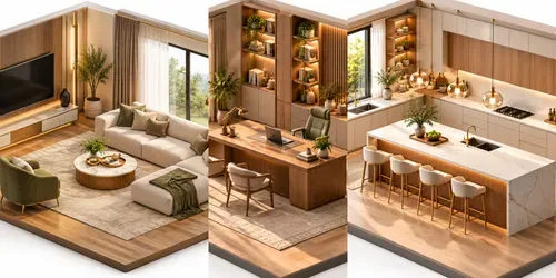 3D Isometric Interior Rooms generated by chatgpt-image