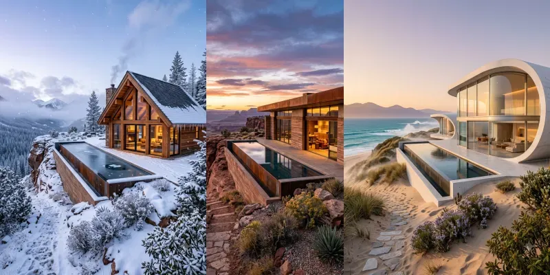 Cinematic Cliffside Architectures generated by undefined
