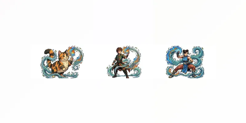 Elemental Fluid Trails Of Characters generated by undefined