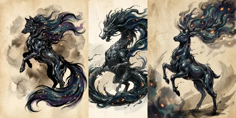 Japanese Ink Wash Cosmic Art generated by undefined