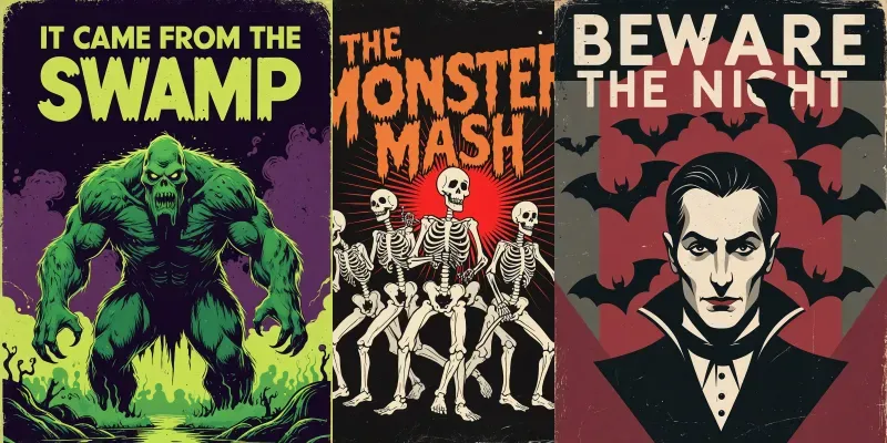 Retro Midcentury Halloween Poster Art generated by undefined