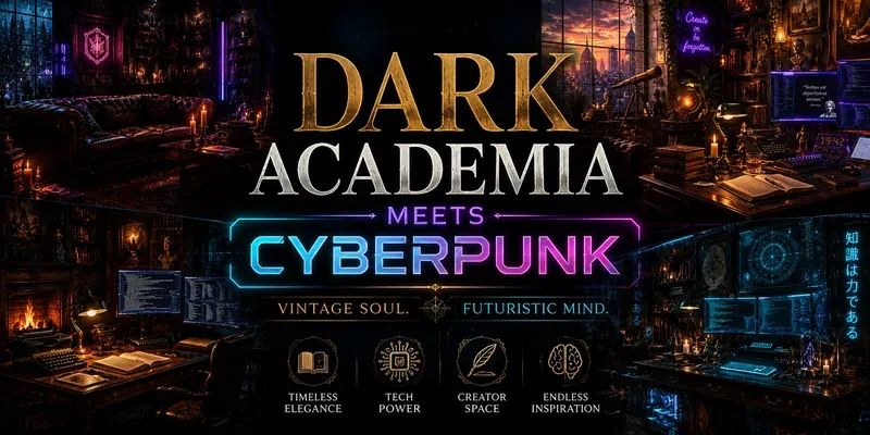 Dark Academia Cyberpunk Interiors generated by undefined