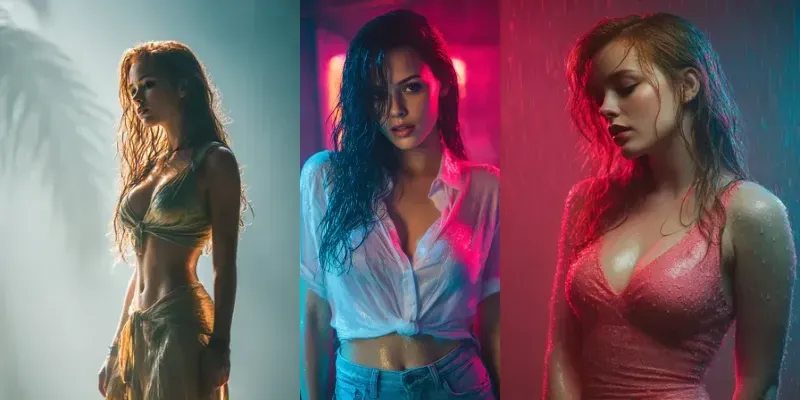 Cinematic Wet Look Girls Photography generated by undefined