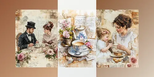 English Tea Milk Junk Journals Papers generated by midjourney