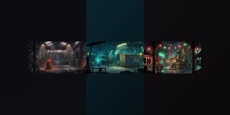 Neon Beat Em Up Game Backgrounds