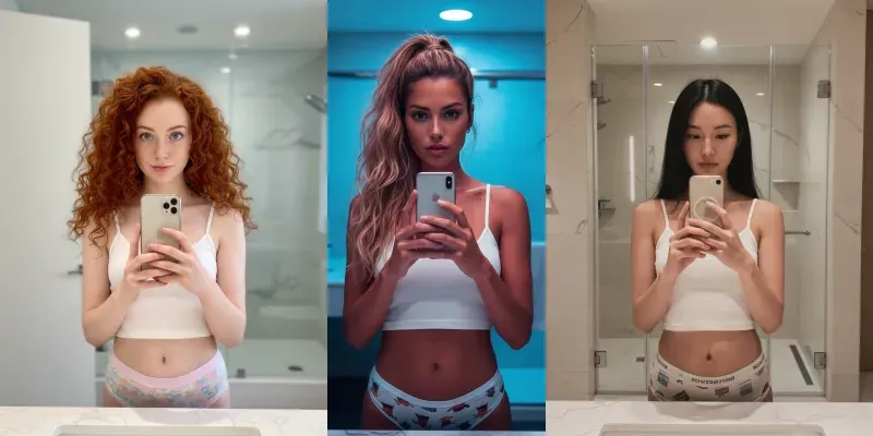 Realistic Aesthetic Mirror Selfies generated by undefined