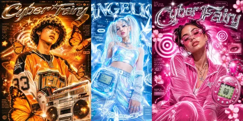 Y2k Cyber Fairy Collage Posters generated by undefined