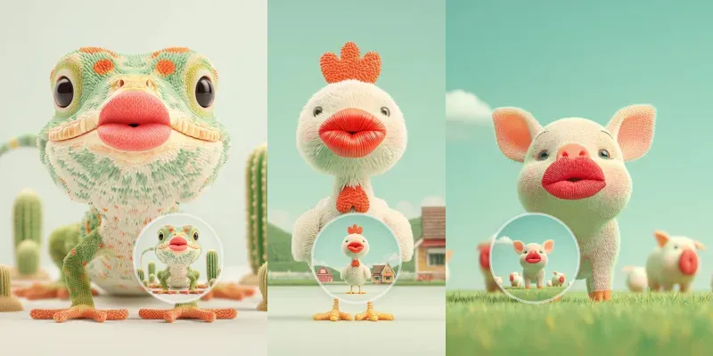 Plush Characters Giant Lips Blow Kisses generated by undefined