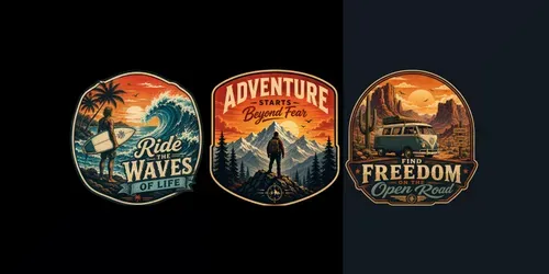 Vintage Adventure Badge Design Packs generated by chatgpt-image