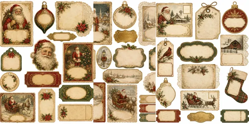 Victorian Christmas Ephemera Cards Tags generated by undefined