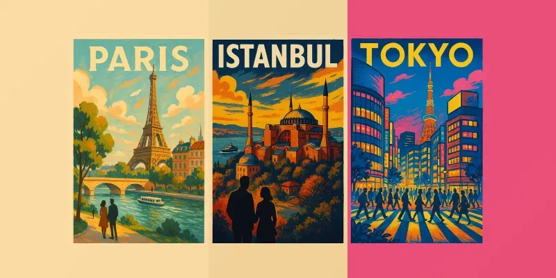 Vintage Travel Poster Illustrations generated by undefined