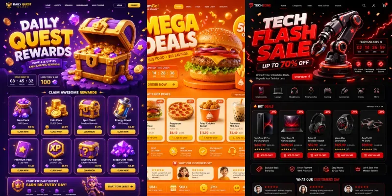 3D Landing Page UI Design Assets generated by undefined