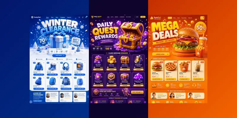 3D Landing Page UI Design Assets generated by undefined