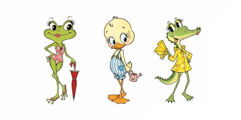 Whimsical Cartoon Animal Poses generated by undefined
