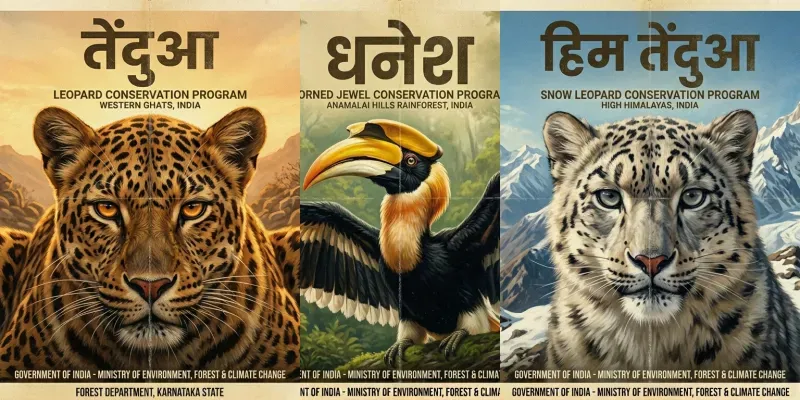 Vintage Indian Wildlife Posters generated by undefined