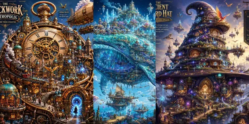 Epic Fantasy World Island Poster Designs generated by undefined