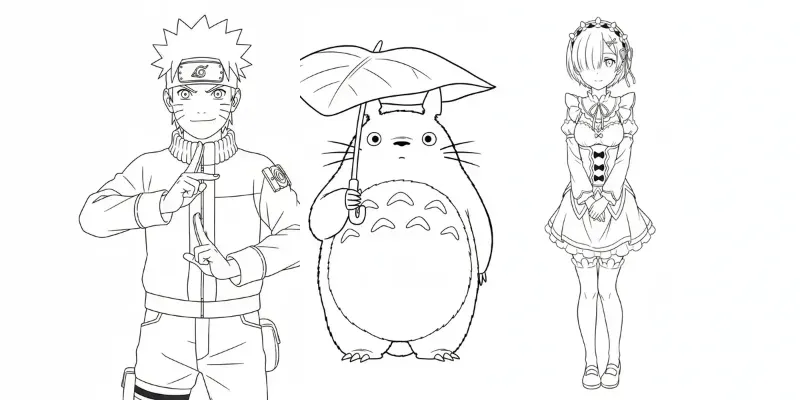 Simple Anime Character Line Sketches generated by undefined