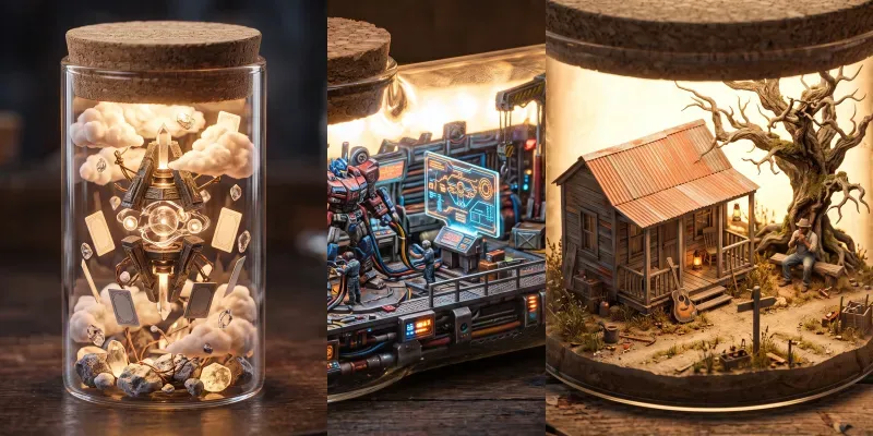 Isometric Miniature Glass Dioramas generated by undefined