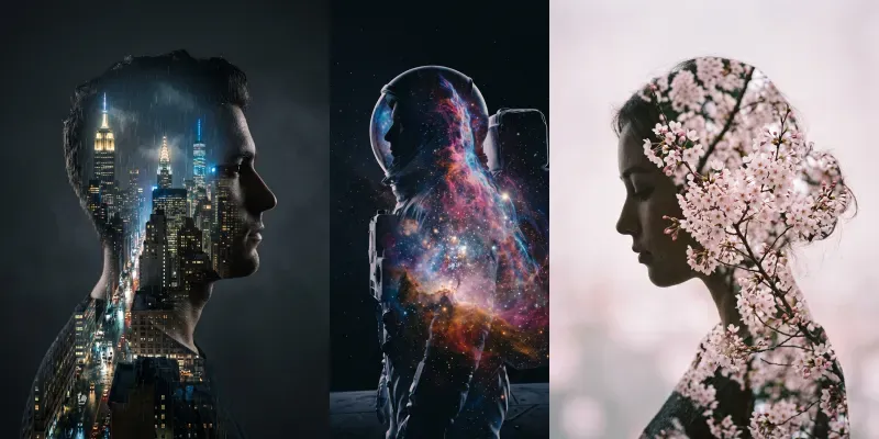 Surreal Double Exposure Portrait Masters generated by undefined