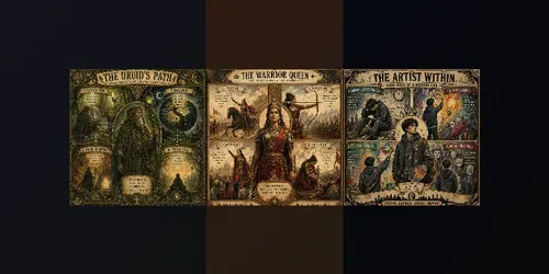 Ancient Wisdom Illustrated Panels Posters generated by chatgpt-image