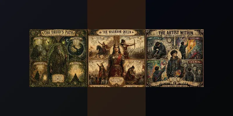 Ancient Wisdom Illustrated Panels Posters generated by undefined