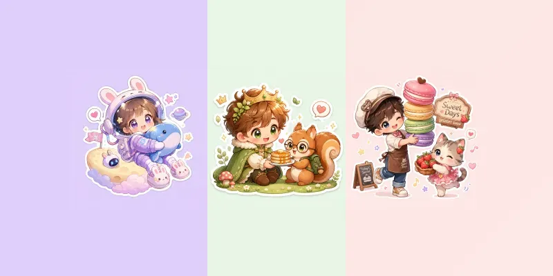 Dreamy Kawaii Mini Character Stickers generated by undefined